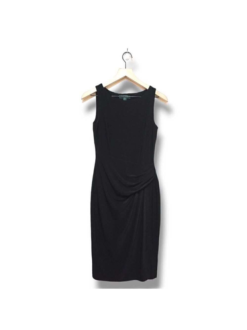 Ralph Lauren Black All Occasions Sleeveless Ruched Sheath Dress Sz 2